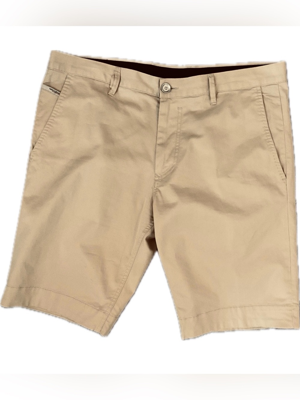 Diesel Industry Cotton Khaki Flat-Front Chino Shorts .